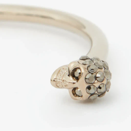 Thin Jeweled Twin Skull Bracelet