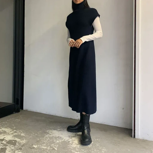 Wool Turtle Knit Dress