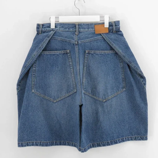 3D Cutting Half Denim Pants