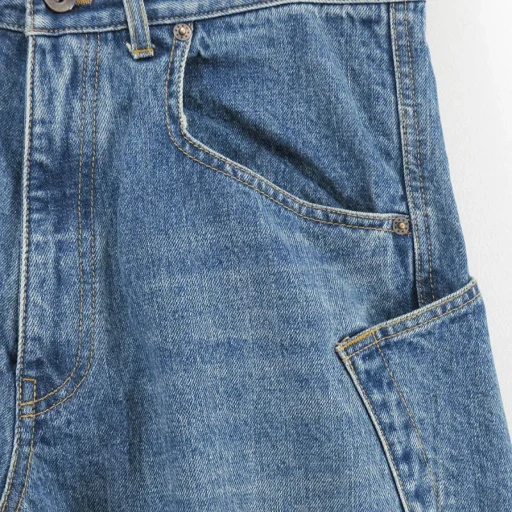 3D Cutting Denim Pants