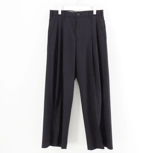 Pleated Stripe Summer Wool Pants