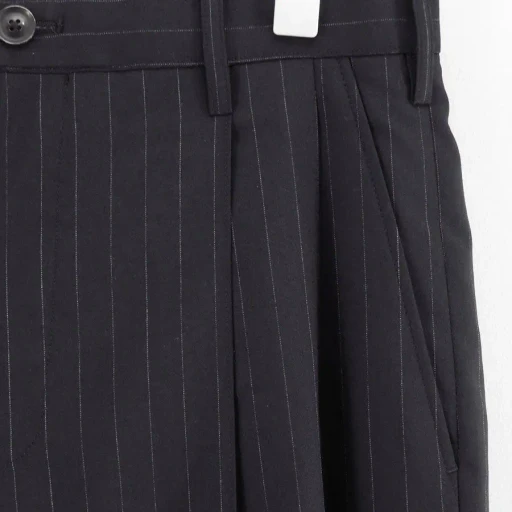 Pleated Stripe Summer Wool Pants