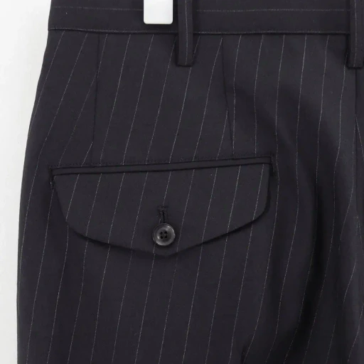 Pleated Stripe Summer Wool Pants