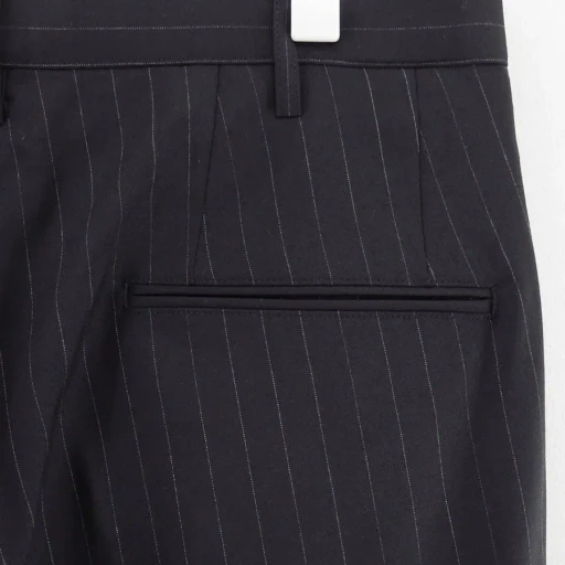 Pleated Stripe Summer Wool Pants