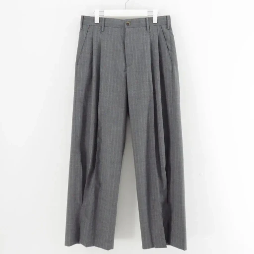 Pleated Stripe Summer Wool Pants