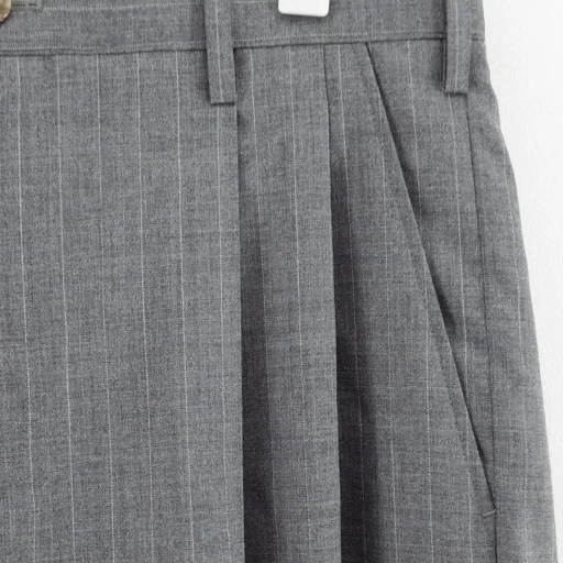 Pleated Stripe Summer Wool Pants
