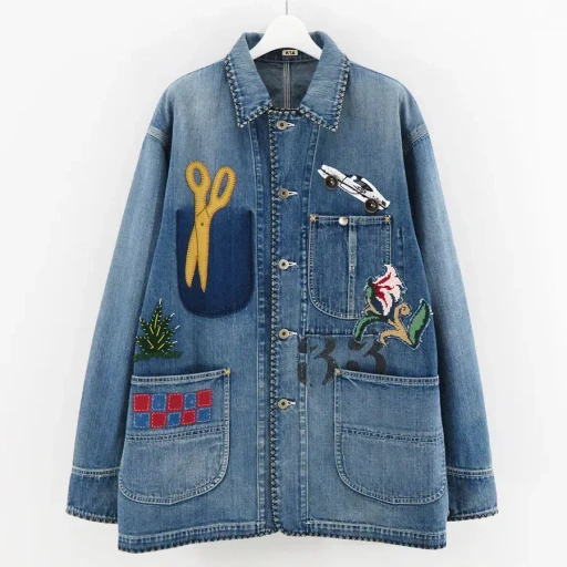 Hand-Embroidered Denim Coverall