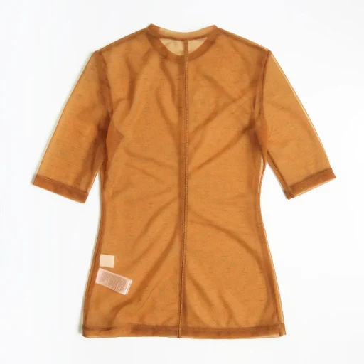 Marble Printed Plaid Sheer Crew Neck Top