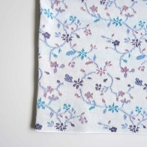 Floral Motif Glitter Short Sleeve Knit Top