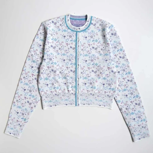Floral Motif Glitter Knit Cardigan