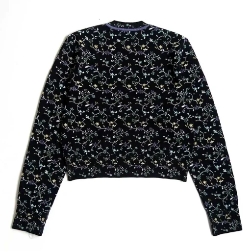 Floral Motif Glitter Knit Cardigan