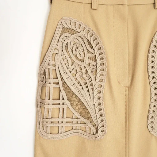 Cording Embroidery Detailed I-Line Skirt