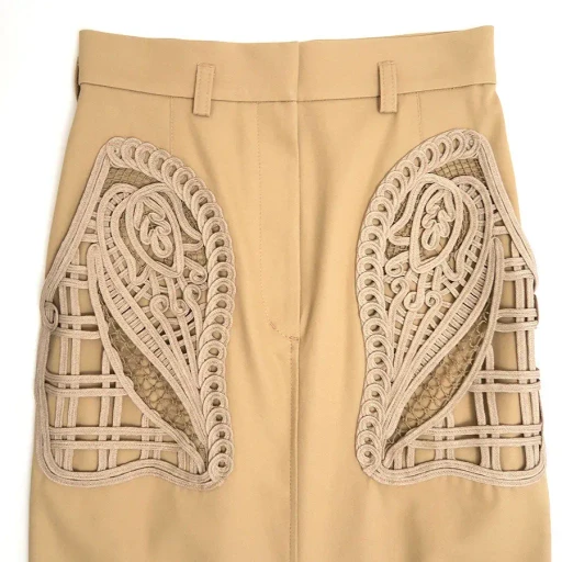 Cording Embroidery Detailed I-Line Skirt