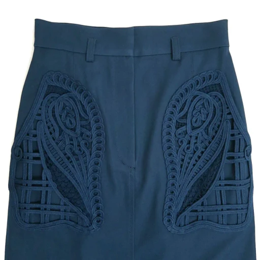 Cording Embroidery Detailed I-Line Skirt