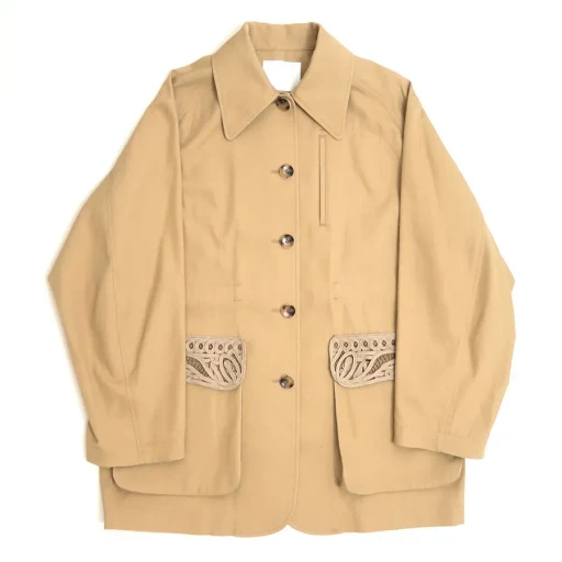 Cording Embroidery Detailed Middle Length Jacket