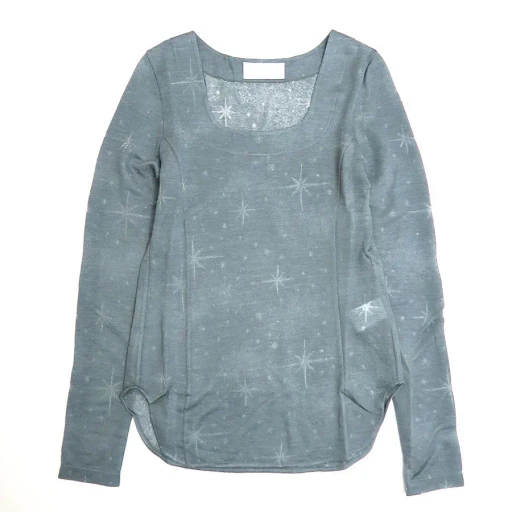 Starry Jersey Square Neck Sheer Top
