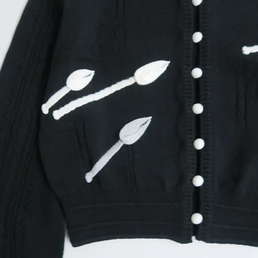 3D Floral Motif Knit Cardigan