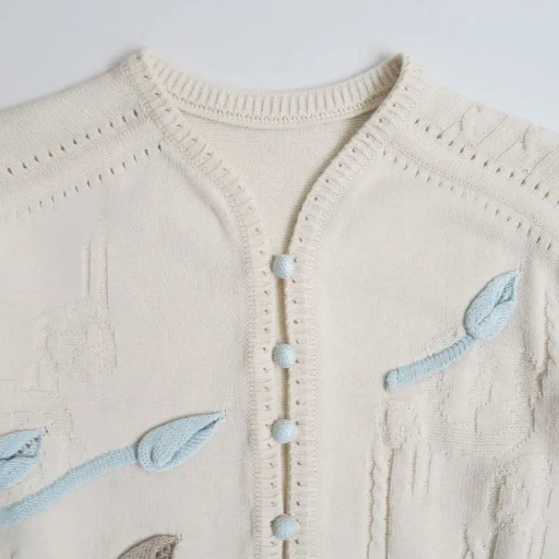3D Floral Motif Knit Cardigan