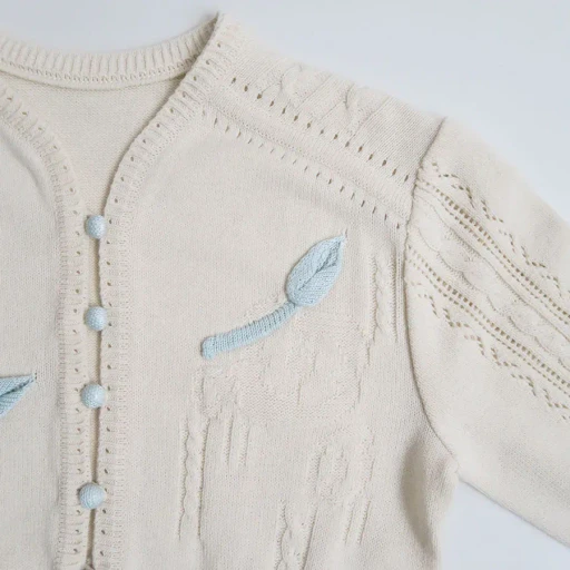 3D Floral Motif Knit Cardigan