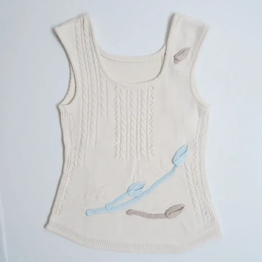 3D Floral Motif Sleeveless Knit Top