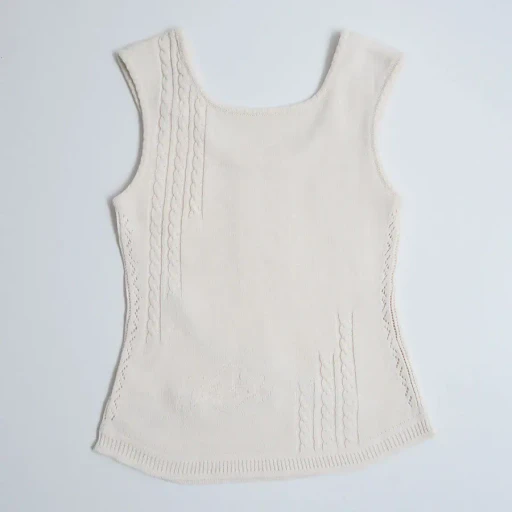 3D Floral Motif Sleeveless Knit Top