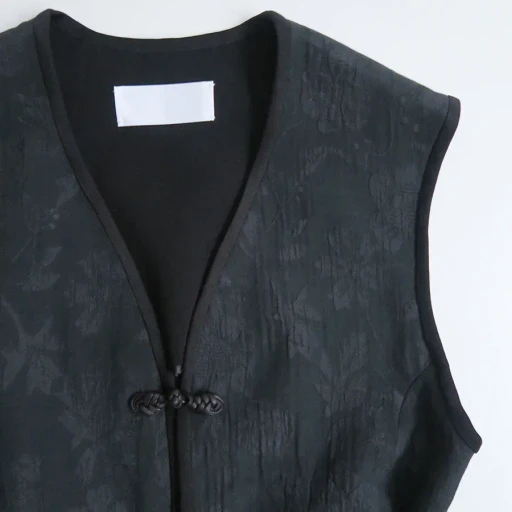 Raised Jacquard Frog Button Vest