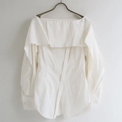 Off Shoulder Silky Poplin Shirt