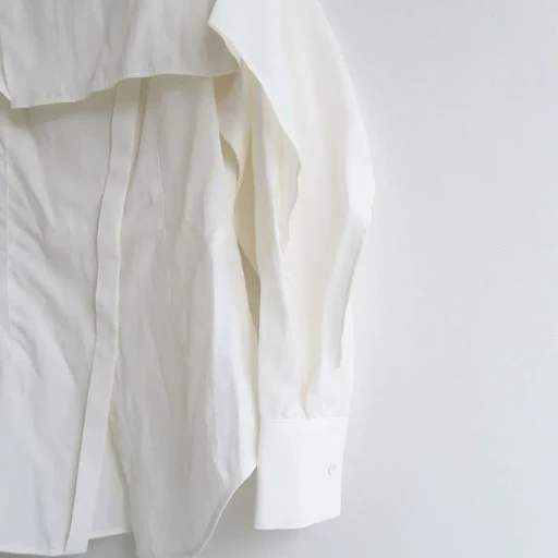 Off Shoulder Silky Poplin Shirt