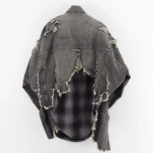 Check Shirt Layered Denim Jacket
