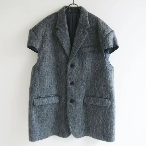 Mohair Shaggy Cropped Chesterfield Vest