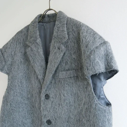 Mohair Shaggy Cropped Chesterfield Vest