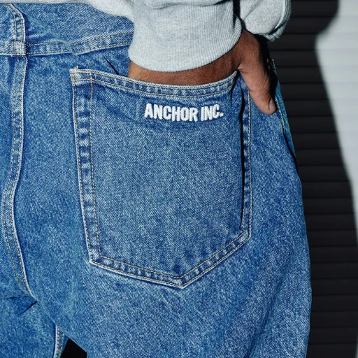 Bold Logo Washed Baggy Jeans