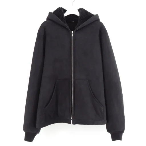 Mouton Zip Leather Hoodie