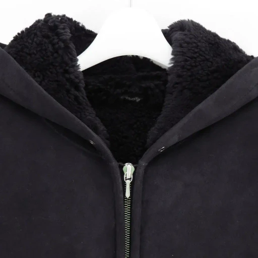 Mouton Zip Leather Hoodie
