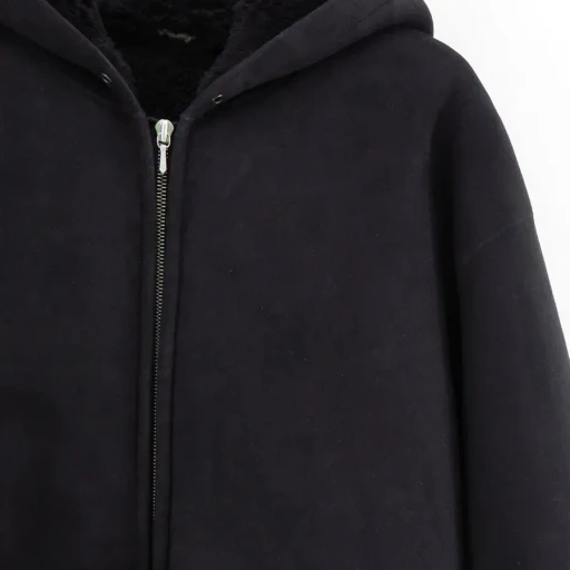 Mouton Zip Leather Hoodie