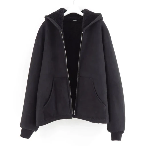 Mouton Zip Leather Hoodie