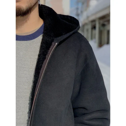 Mouton Zip Leather Hoodie
