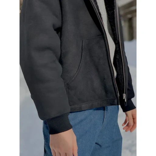 Mouton Zip Leather Hoodie
