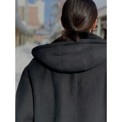 Mouton Zip Leather Hoodie