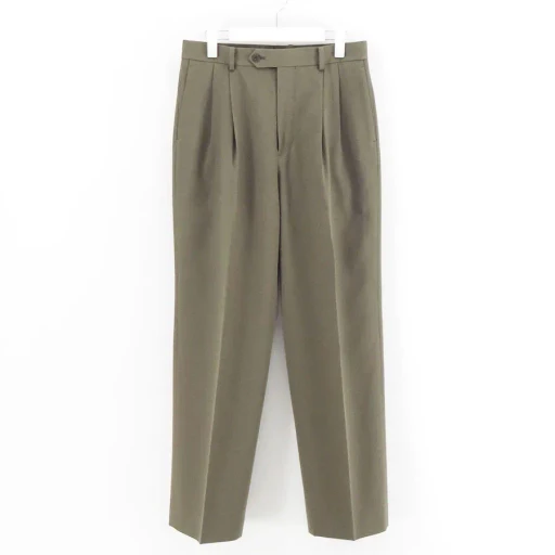 Light Wool Max Gabardine Two-Tuck Slacks