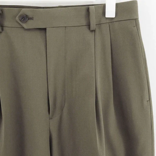 Light Wool Max Gabardine Two-Tuck Slacks