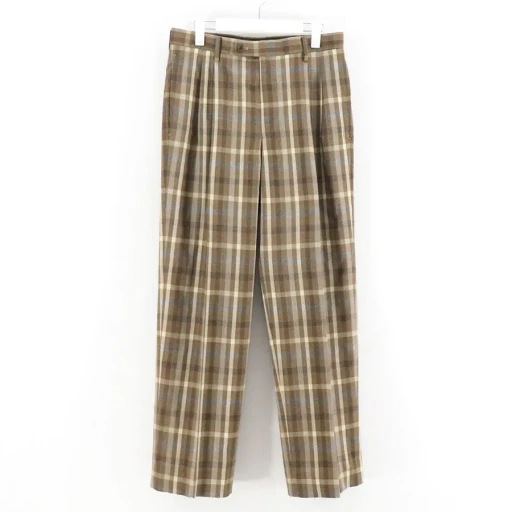 Super Fine Tropical Wool Check Two-Tuck Slacks