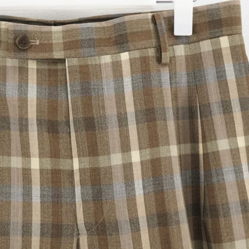 Super Fine Tropical Wool Check Two-Tuck Slacks
