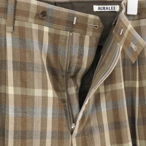 Super Fine Tropical Wool Check Two-Tuck Slacks