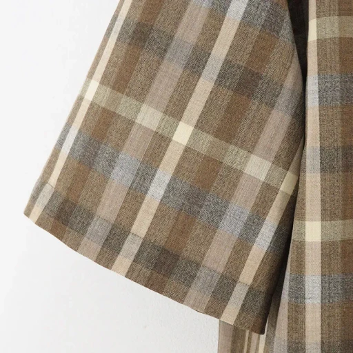 Super Fine Tropical Wool Check Half-Sleeved Shirt
