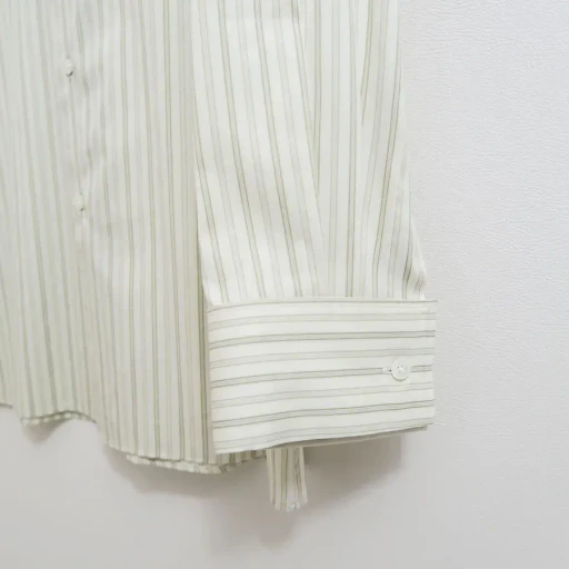 Cotton Silk Stripe Double-Cuff Shirt