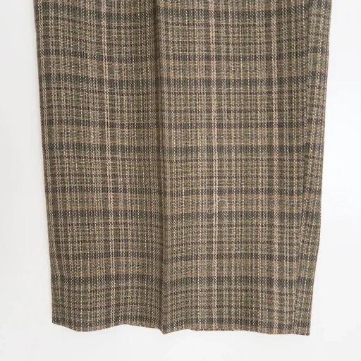 Silk Linen Nep Check One-Tuck Slacks