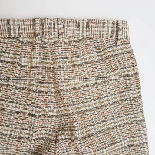 Silk Linen Nep Check One-Tuck Slacks