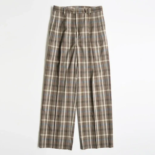 Super Fine Tropical Wool Check Two-Tuck Slacks