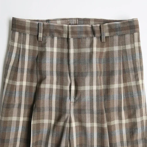Super Fine Tropical Wool Check Two-Tuck Slacks